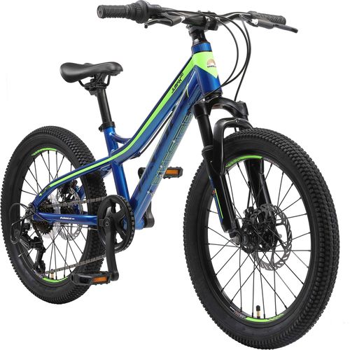 BIKESTAR Kinder Jugend Mountainbike 20 Zoll ab 6 - 7 Jahre | Hartail MTB Scheibenbremse Federgabel | Blau Grün