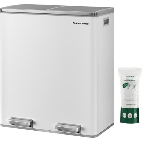 SONGMICS Mülleimer Mülltrennsystem, mit 2 Fächern, 2 x 30 L, Küche