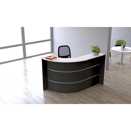 Bari Empfangstheke 175x95 cm, gebogen, Anthrazit, LED-Beleuchtung:mit LED-Beleuchtung