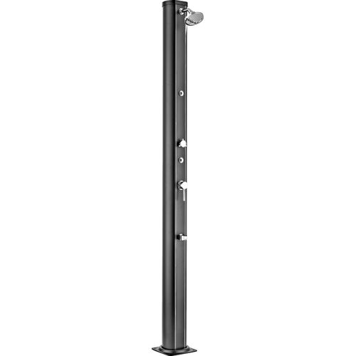 Schwarze Aluminium-Solardusche / Mit Fußwaschhahn / 32 L