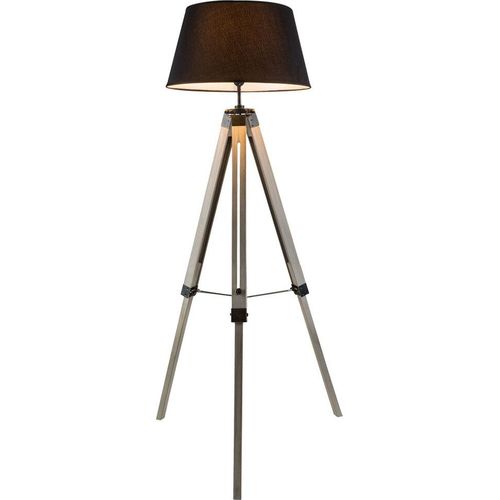 RGB LED Stehleuchte aus Naturholz, Stativ in grau