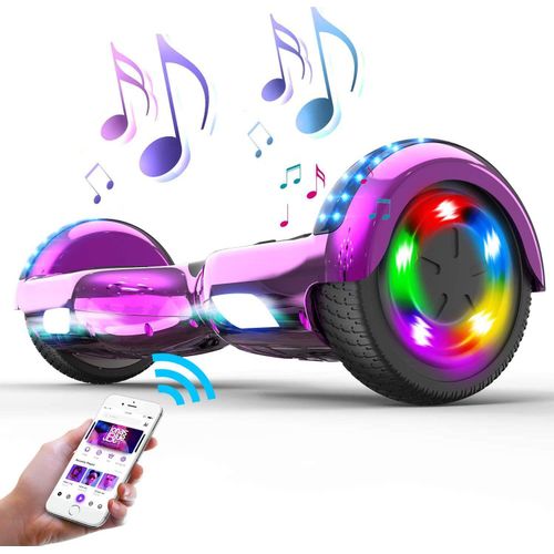 6,5 Zoll Hoverboard mit RGB LED auf Rädern - LED Zelt - Bluetooth Lautsprecher - Gyropod Modell-Elektro Skateboard Self Balance Scooter ROSA