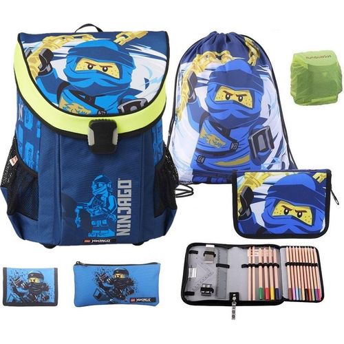 Lego Ninjago Schulranzen Set 6tlg. EASY Ranzen 1. Klasse mit Federmappe Ninja Jay Blau