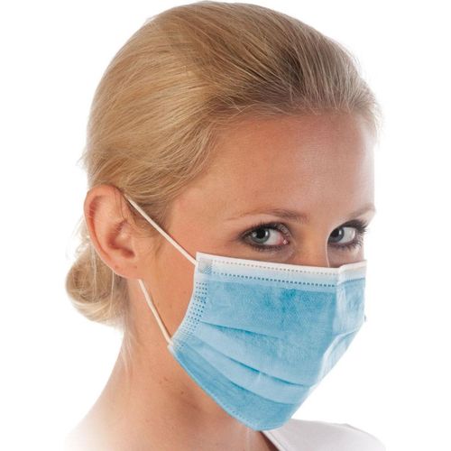 Mundschutz mit Gummibändern Typ IIR 3-lagig 17,5x9cm VE=40x50 Stück blau