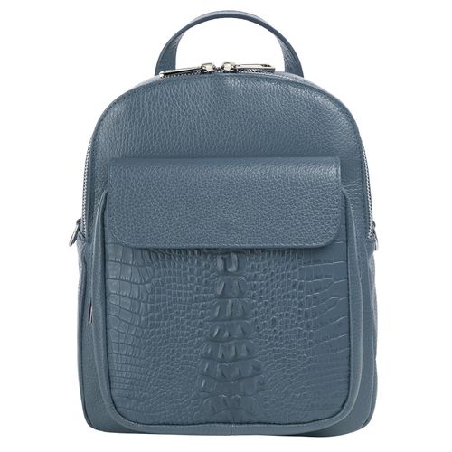 Cityrucksack CLUTY, Gr. B/H/T: 26cm x 22cm x 9cm, onesize, blau, Rindsleder, Leder, modisch, Rucksäcke, echt Leder, Made in Italy