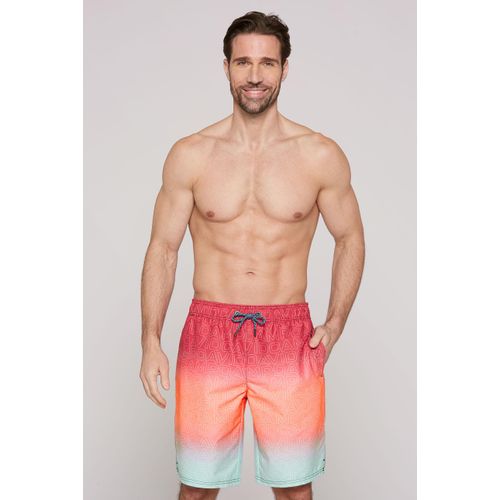 Badeshorts CAMP DAVID, Herren, Gr. M, Normalgrößen, rot, mint, Polyamid, Polyester, Elasthan, Badehosen, mit Einschubtaschen