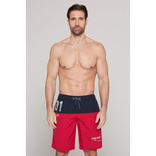 Badeshorts CAMP DAVID, Herren, Gr. M, Normalgrößen, nautical rot, Polyamid, bedruckt, Badehosen, mit Einschubtaschen & einer Gesäßtasche