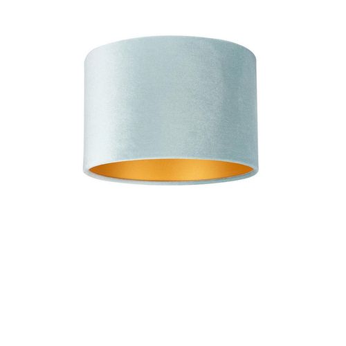 Leuchtenschirm Velour , Hellblau , Metall, Textil , Federn , zylindrisch , E27 , 24 cm , Lampen & Leuchten, Innenbeleuchtung, Lampenschirme