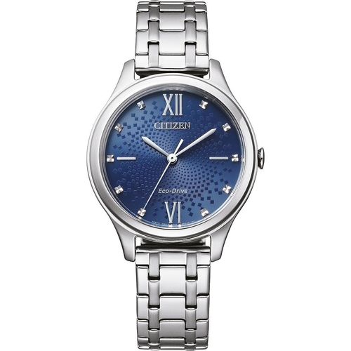 Solaruhr CITIZEN, silber (silberfarben, blau), Armbanduhren, Damen, Armbanduhr, Damenuhr, analog, Edelstahlarmband