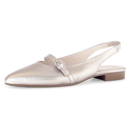 Slingpumps GABOR, Damen, Gr. 40, gold (goldfarben), Nappaleder, metallic, elegant, Schuhe, Blockabsatz, Abendschuh, Businessschuh, elastisches Fersenriemchen