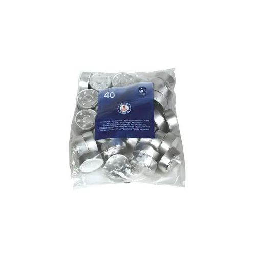 Maxi Teelichter, Gies, 10 Std, 23x59mm - weiß (40 Stk.)