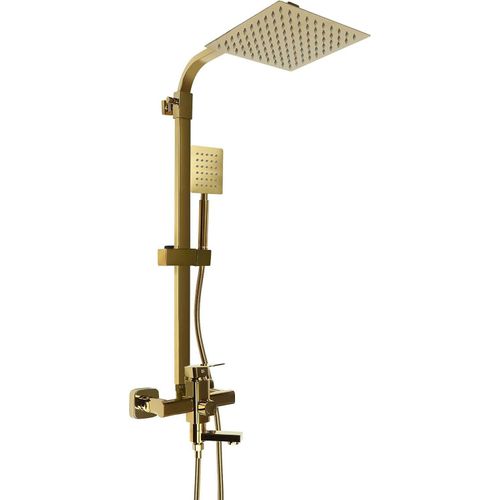 360°drehbar Duschsystem Duschset Drei Wasserauslass Kopfbrause Duschsäule Höhenverstellbar mit Duschkopf und Handduschkopf G1/2-Zoll Gold