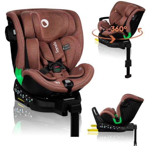 Lionelo Kindersitze Harmony i-Size, 360° EasyTurn Basis, ISOFIX und Stützfuß, BuckleAlarm, Side Impact Guard, Verstellbare Kopfstütze und Rückenlehne - Rot