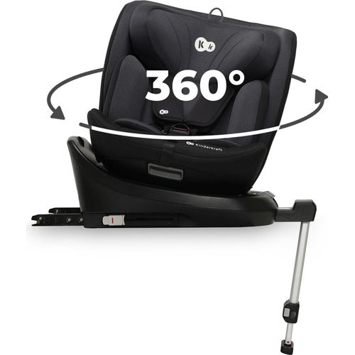 Kinderkraft I-360 i-Size - Kindersitz 40-150 cm - 360° Drehung - RWF/FWF - H-GUARD System - SPS+ - 5-Punkt-Gurt - ISOFIX - Stützbein - Schwarz