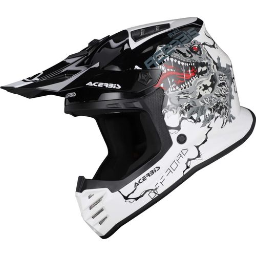 Motocross Kinderhelm ACERBIS Profile Junior Glänzendes Schwarzweiß größe JS