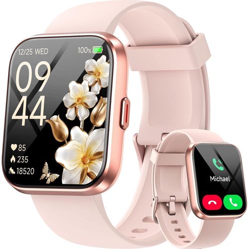 Fitpolo Damen SmartWatch -Telefonfunktion / Alexa, 1,8 Zoll Smart Watch iPhone Android, Fitness Tracker Herzfrequenz / Schlafmonitor IP68 wasserdicht