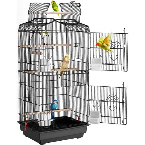 Vogelkäfig für Wellensittiche - 457x355x925mm - Schwarzer Vogelbauer - Hochwertiger Vogelhaus für Sittiche und Nymphensittiche - Ideal für Innenräume