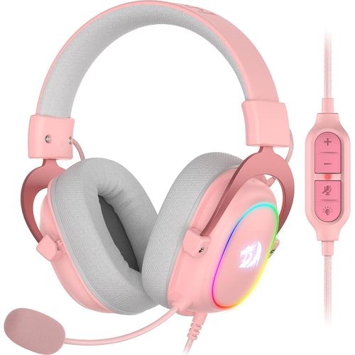 Gaming-Headset mit Kabel - 7.1 Surround-Sound - Bezug aus atmungsaktivem Stoff - 53MM-Treiber - Abnehmbares Mikrofon - Immersionskopfhörer für PC/PS4