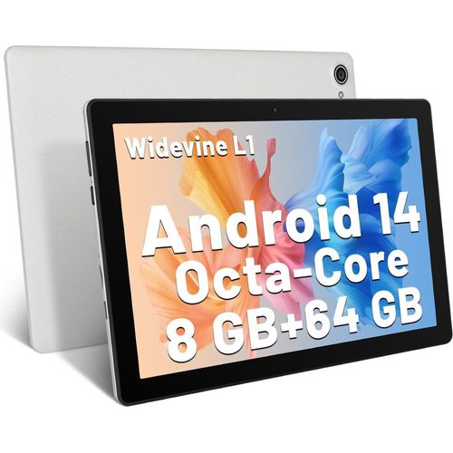 Tablet 10 Zoll Android 14 Octa-Core 8GB RAM 64GB ROM (1TB TF) 1280x800 IPS Touchscreen GMS Certified PC 2.4GHz / 5GHz WiFi Bluetooth 5.3 Widevine L1