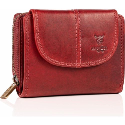Damen Geldbörse | Echt Leder Portmonnaie | Frauen Brieftasche | er RFID Schutz | 14 Kartenfächer Damen Geldbörse (ROT/RED)