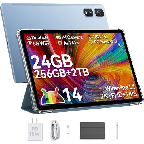 Tab 16 Pro Tablet Android 14, 16GB RAM + 256GB ROM (1TB TF) Gaming Tablet, Großes Display 11 Zoll Tablets, Simlockfrei Ohne Vertrag, 4G Dual SIM