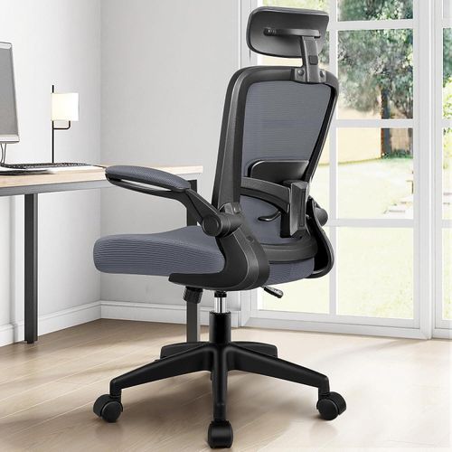 Bürostuhl, ergonomischer Schreibtischstuhl, Bürostühle mit verstellbarer Kopfstütze, Armlehnen, Lordosenstütze, hohe Rückenlehne, 137 kg Tragkraft