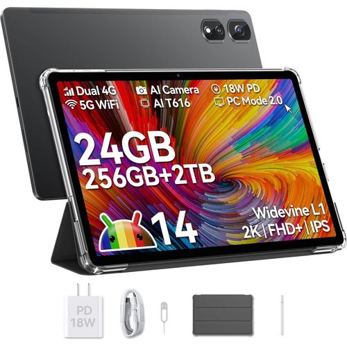 Tablet Android 14, 16GB RAM + 256GB ROM (1TB TF) Gaming Tablet, Großes Display 11 Zoll Tablets, Simlockfrei Ohne Vertrag, 4G Dual SIM Tablet PC
