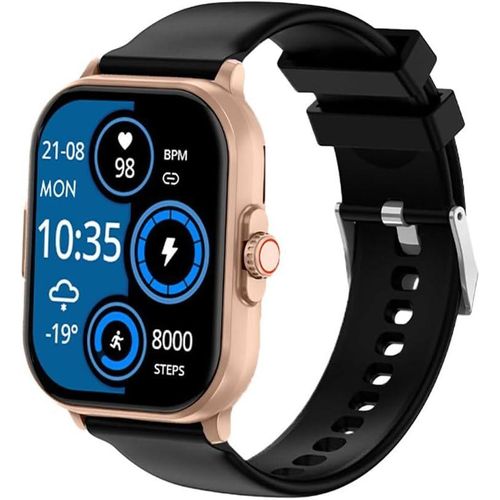 Knauermann Neo 2024 Smartwatch Gold Quadrat – EKG, HRV, Schlafapnoe, Blutdruck – BT – Silikongurt schwarz