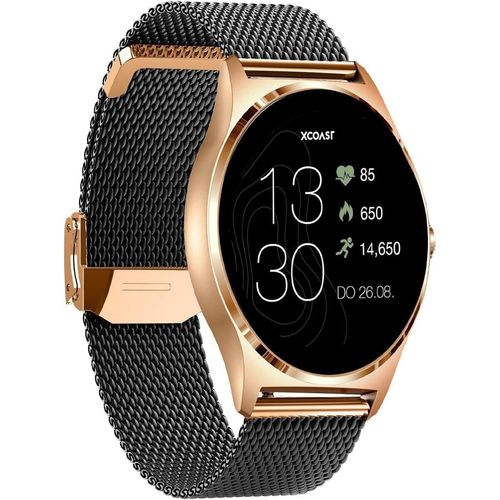 Damen Smartwatch - 1,3 Zoll AMOLED, iOS und Android, 21 Sportarten, Edelstahlarmband, Herzfrequenz, Blutdruck, Blutsauerstoff, Schlaf, 7 Tage