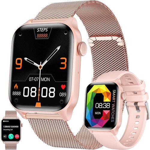 mit Telefonfunktion, AMOLED Smart Watch Herren Fitnessuhr mit Schrittzähler Herzfrequenz SpO2 Schlafmonitor, 123 Sportmodi