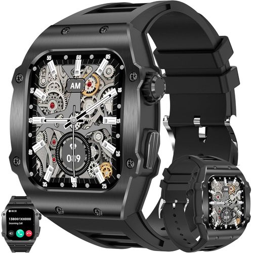 mit Telefonfunktion, AMOLED-Fitnessuhr mit Schrittzähler, Herzfrequenz, SpO2, Schlafmonitor, 123 Sportmodi Aktivitätstracker Fur Herren