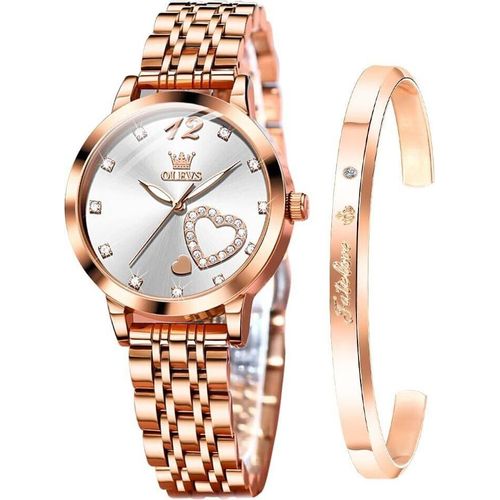Damenuhren Gold Silber Leicht zu Lesen Armbanduhren für Damen mit Kleines Gesicht Tag Datum Edelstahlband wasserdichte