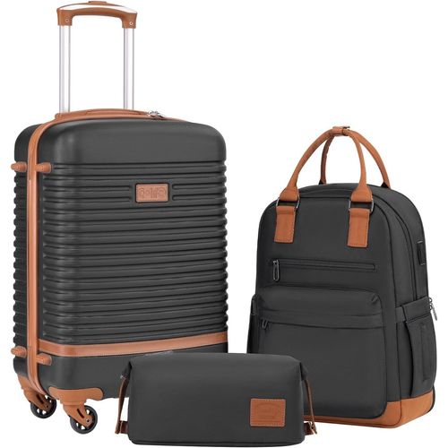 Koffer Trolley Koffer Reisekoffer von ABS Hartschalen Trolley 4 Rollen TSA-Schloss Der Koffer Enthält 1 Reisetasche und 1 Kulturbeutel