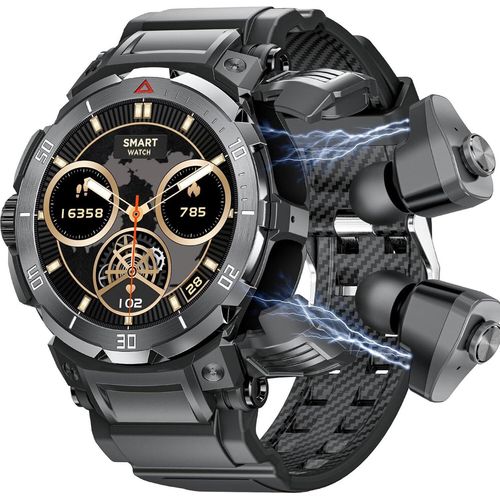 Militärisch, wasserdicht, Sport, mit Bluetooth-Kopfhörern, kabellos, klarer Anruf, integriert, Casual, TWS, Sportuhr, Herren,Anruf, IP67, wasserdicht