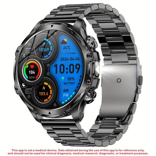 für Herren (Anrufe beantworten/tätigen), mit 800 mAh Akku, Taschenlampenfunktion mehrere Sportmodi, Fitnesstracker, Schlafüberwachung, kabellose