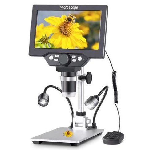 Koolertron LCD Digital Mikroskop, 7 Zoll 1080P USB Mikroskop mit Licht und Fernbedienung, Mikroskopkamera für Erwachsene/Kinder,mit 32G TF