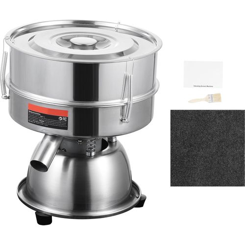 SucceBuy Automatisches elektrisches Vibrationssieb, Edelstahl-Siebmaschine mit 10+60 Maschen, 45 W automatisches Pulversieb für Arbeitsplatten, elektrischer Siebschüttler für Mehl, Mungbohnen, Reis
