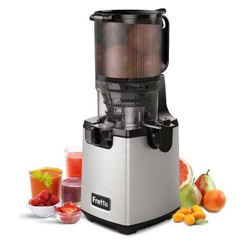 Langsamer Saftpflanze -Obst - 250 W Edelstahl Elektrische Presse Kaltsaftmaschine 135 mm Große Öffnung, einfache Reinigung, Rückwärtsfunktio