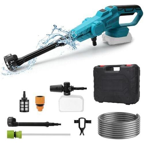 Batteriedruckscheibe kompatible Makita 18-V-Batterie, 80 bar tragbare drahtlose Mobile 6-in-1-Multispray-Düse, 5-m-Schlauchauto, Terrasse, Garten, Zau