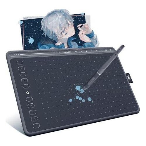HUION HS611 Grafiktablett, 10,2 x 6,36 Zoll Professionelles Zeichentablett, Batterieloser Digitaler PW500-Stift, Ausgestattet mit