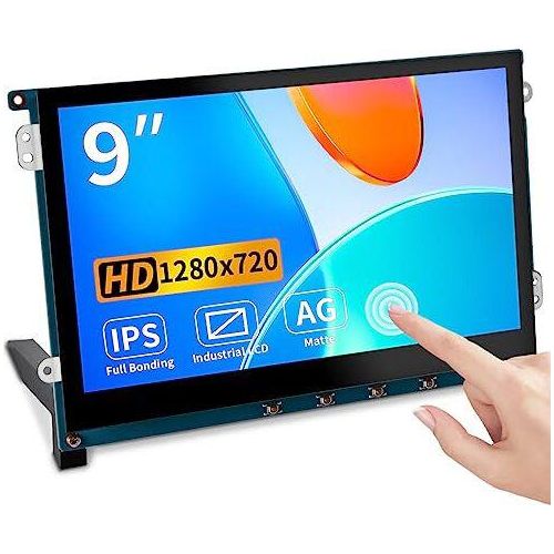 Raspberry Pi Touchscreen Monitor, 9-Zoll-Mini-HDMI-Display, 1280 x 720, Anti-Blend, optische Bindungskapazitive, IPS, 600 Lumen, Wandmontage
