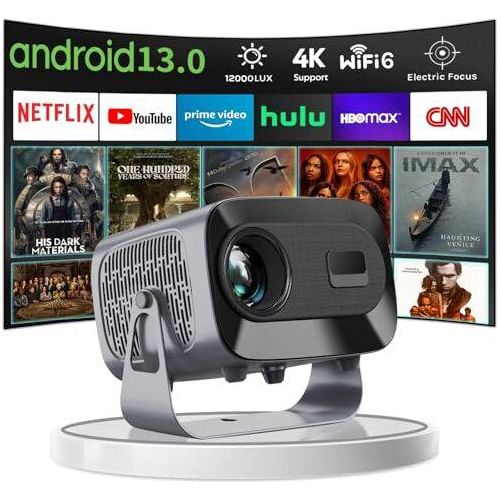 360 ° rotierender Projektor Mini unterstützt 1080p Android 13.0 Wandlautsprecher, Netflix, Keystone Auto Focus Car 2+16 GB Home Cinema Bluetooth TV -B