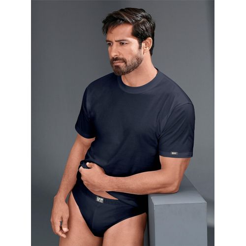 Unterhemd KUMPF, Herren, Gr. 5, Normalgrößen, blau (marine, stahlblau), 100% Baumwolle, Kurzarm, Unterhemden