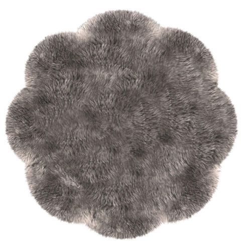 Fellteppich HEITMANN FELLE "Blüte - Lammfell farbig, Premium Qualität", grau (taupe), H:60mm Ø:140cm, Lammfell, Teppiche, echtes Austral. Lammfell, Ø 140 cm, besonders dicht & weich