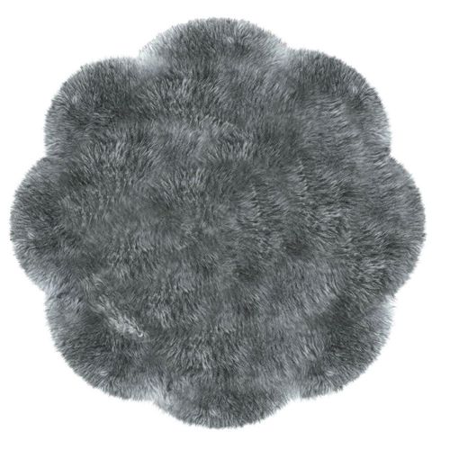 Fellteppich HEITMANN FELLE "Blüte - Lammfell farbig, Premium Qualität", grau, H:60mm Ø:140cm, Lammfell, Teppiche, echtes Austral. Lammfell, Ø 140 cm, besonders dicht & weich