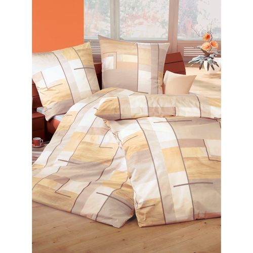 Bettwäsche BIBERNA Gr. 1, beige, B/L: 135cm x 200cm, 2-teilige Garnitur St., 2-teilige Garnitur St., Seersucker, B/L: 80cm x 80cm, Seersucker, 100% Baumwolle, Bettwäsche
