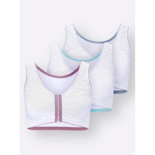 Bustier WÄSCHEPUR, Damen, Gr. 40/42, N-Gr, weiß (3x weiß), 95% Baumwolle, 5% Elasthan, BHs