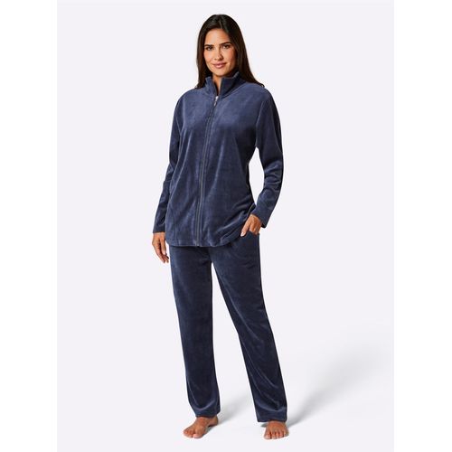 Hausanzug COMTESSA, Damen, Gr. 40/42, blau (nachtblau), 80% Baumwolle, 20% Polyester, Langarm, Homewear-Sets Freizeitanzug Hausanzug