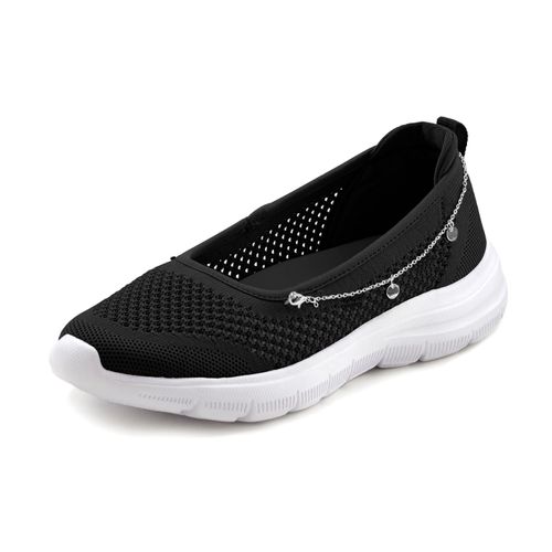 Sneaker LASCANA, Damen, Gr. 36, schwarz, Obermaterial: 100% Textilmaterial. Decksohle: 100% Textilmaterial. Laufsohle: 100% Synthetik, unifarben, sportlich, Schuhe Ballerina Sneakerballerina, Slipper, Ballerina, Halbschuhe zum Reinschlüpfen VEGAN