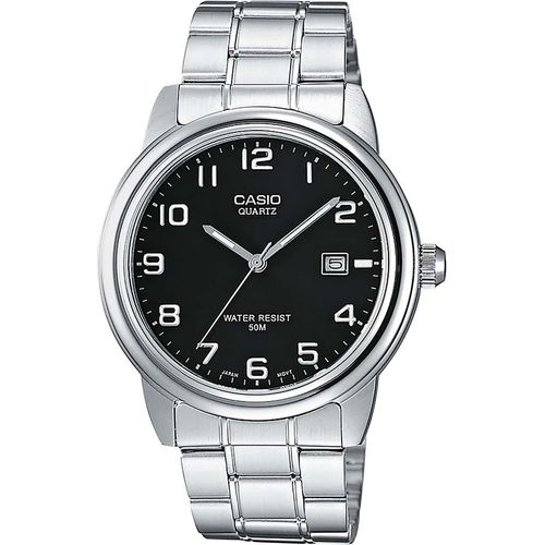 Quarzuhr, silber (edelstahlfarben, schwarz), CASIO TIMELESS COLLECTION, Armbanduhren, Damen, Armbanduhr, Herrenuhr, Damenuhr, analog, Datum, Edelstahlarmband